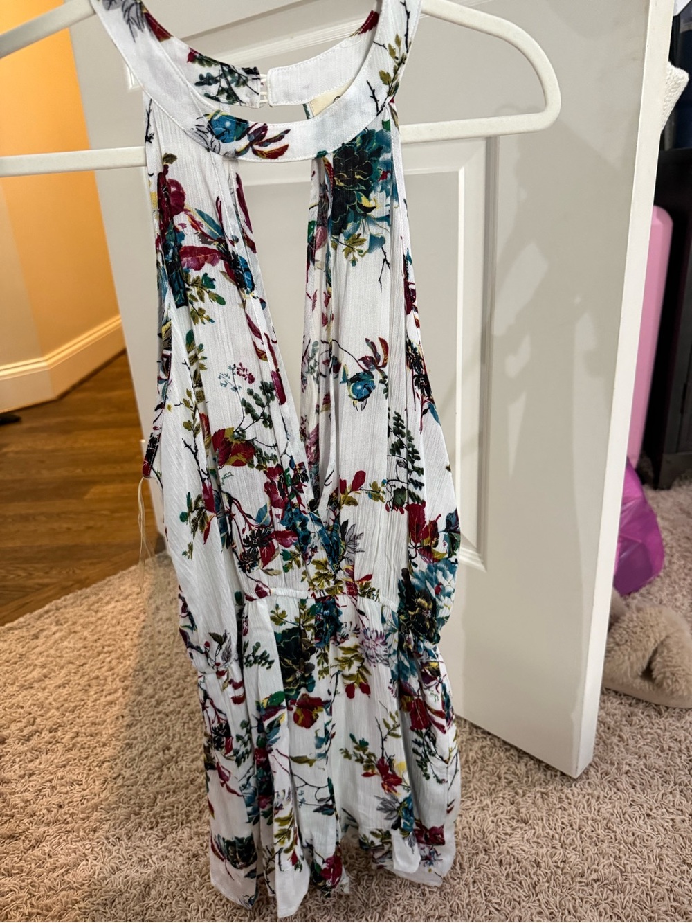 Love White romper with Teal, Red and Green Floral Print